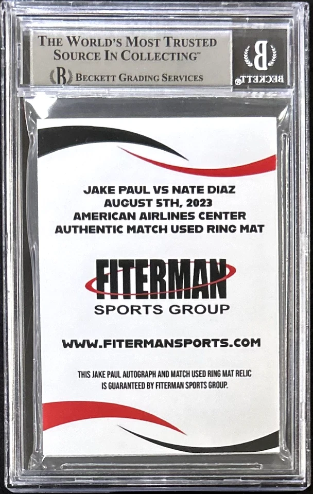 Jake Paul Signed 2023 Fiterman Sports Exclusive Match Used Mat Card BAS 16198056 - Image 2 of 4