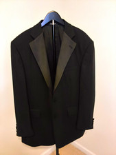 Calvin Klein Men's Black Tuxedo Jacket 42R 100 Wool Satin Lapels