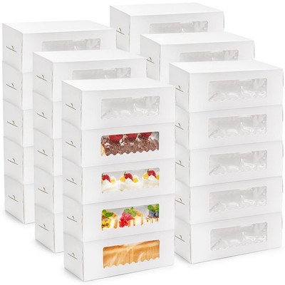 30 PCS 10.8x4.4x4 Inch Roll Cake Boxes Window Pumpkin Loaf Bakery Holder White