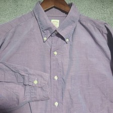 Vtg 80s Made in USA Brooks Brothers Makers Shirt Mens 17.5-35 Purple Button Up