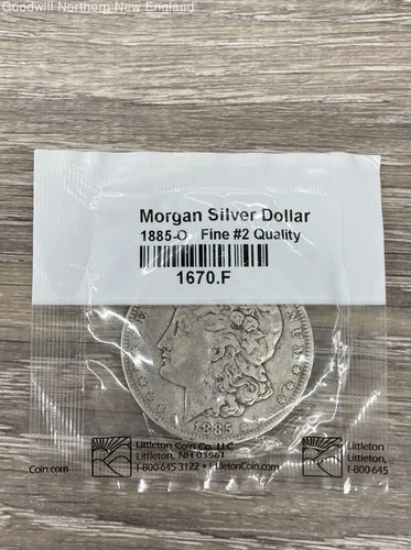 1885-O Morgan Dollar Coin 90% Silver Littleton Coin Co Graded Fine #2 Quality