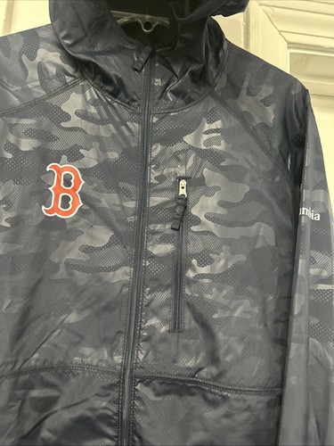 Boston Red Sox Columbia MLB Rain Windbreaker Blue Jacket B Logo Mens Small VGUC - Bild 4 von 12