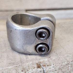 1990s Mid School BMX Seatpost Clamp 25.4 Double Clamp Silver 2 Bolt