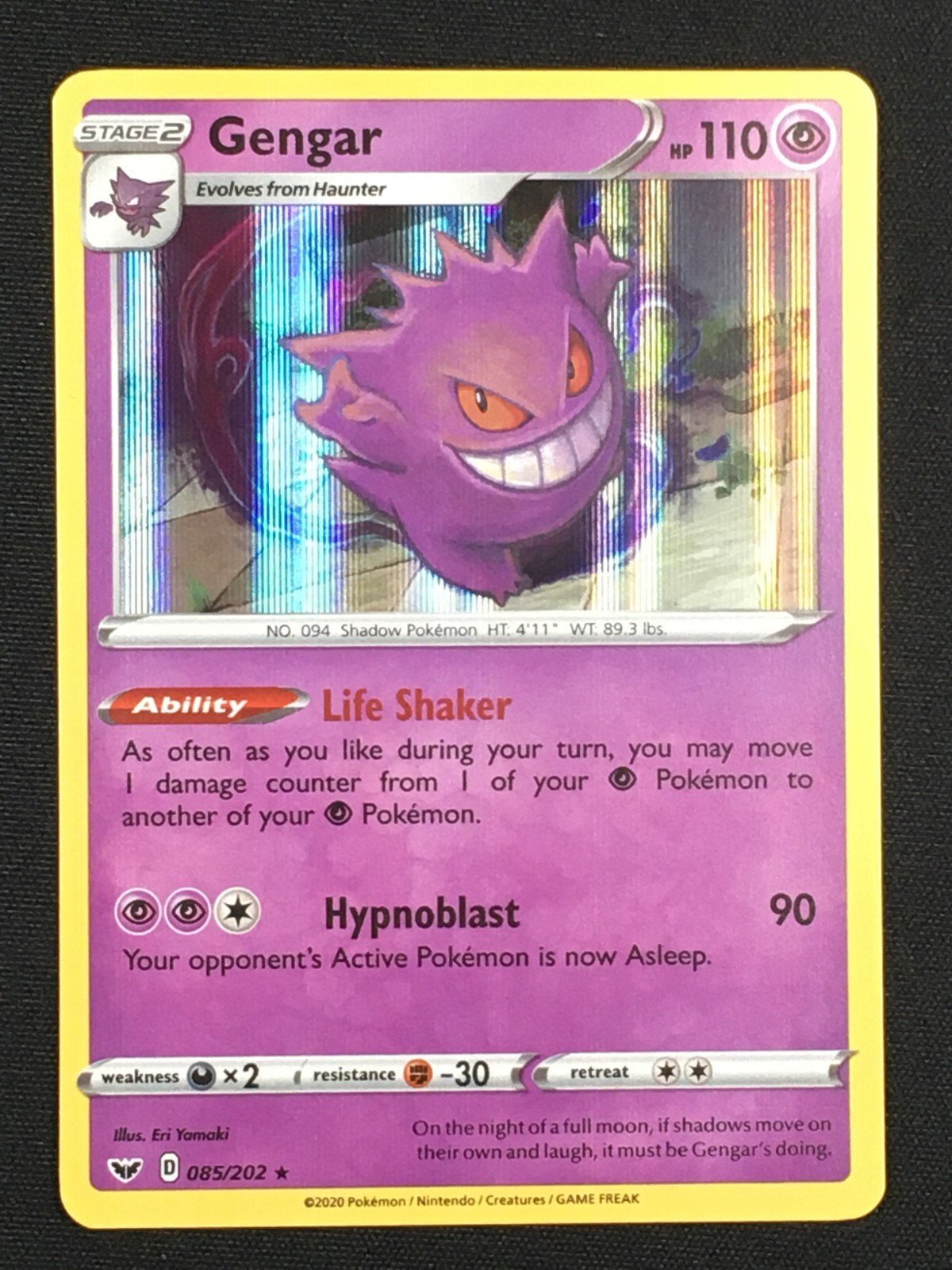Pokemon TCG Gengar 085/202 Swsh01: Sword & Shield Base Set Holo Rare NM