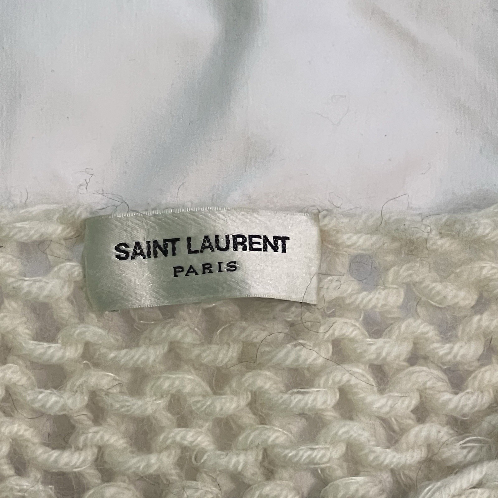 Maglione maglia YSL SAINT LAURENT a righe lana mohair scartamento largo Hedi Slimane SS15