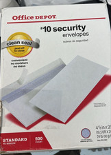 Office Depot 10 Security Envelopes Standard No Window 500 Count Clean Seal