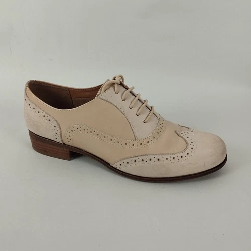 Scarpe Oxford Clarks Brogues donna 5 D nude pelle stringate Hamble Oak