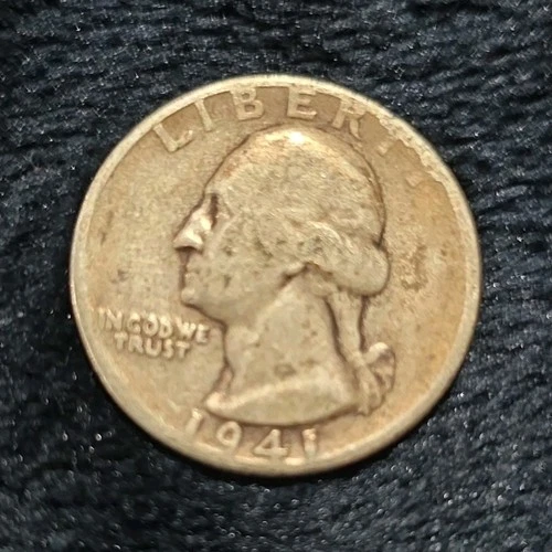 Washington Quarter 1941 Silver Circulated 25C US Coin Uncertified 0.9 Fineness
