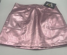 Art Class Pink Metallic Faux Leather Skirt Girls Small 6/7 New With Tags G01