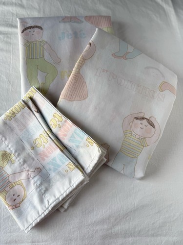 VTG Sprindmaid Double Sheet Set Full/Fitted 2 Cases Ballet Boys Girls Pastels - Picture 3 of 13