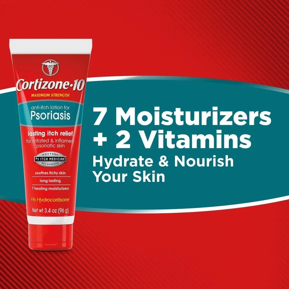Loción antipicazón Cortizone 10 para psoriasis 3,4 oz., fuerza máxima 1%... Foto 4 de 4