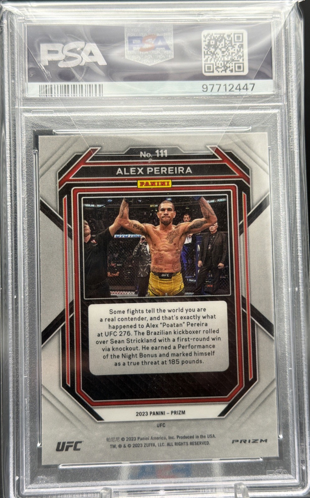 2023 Panini Prizm UFC - Alex Pereira #111 Ice Prizm (RC) PSA 10 view 2
