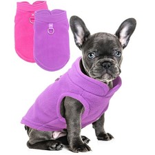 2 Pack Dog Sweater with Leash Ring Winter Warm Pet Small 4-6lbs , rose,purple