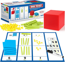 131 PCS Base Ten Blocks - Place Value Blocks, Plastic Base 10 Math Manipulatives