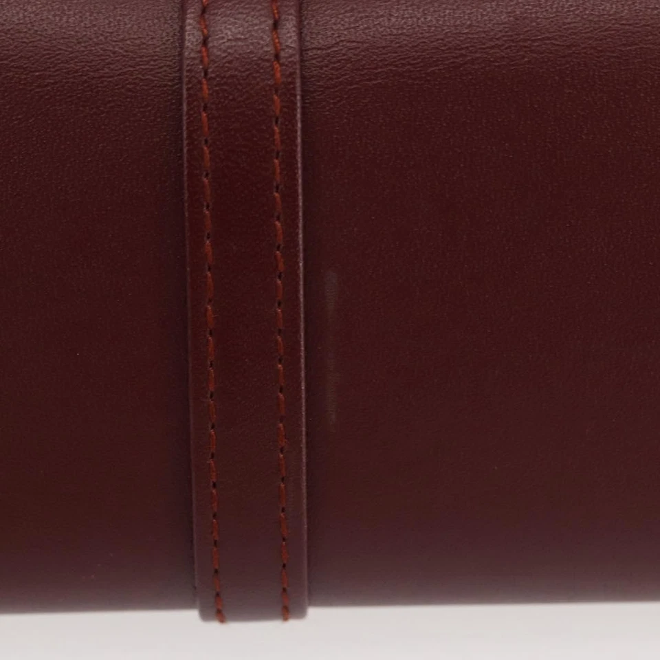 CARTIER Must Line Glasses Case Leather Bordeaux Auth am9067 - Image 3 of 4