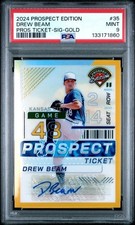 Drew Beam 2024 Prospect Edition Gold Prizm Sig Auto /10 Royals PSA 9 POP  1