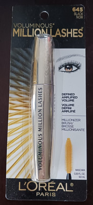 L'OREAL MASCARA LOREAL VOLUMINOUS MILLION LASHES 645 BLACK FULL SIZE .30 OZ NEW