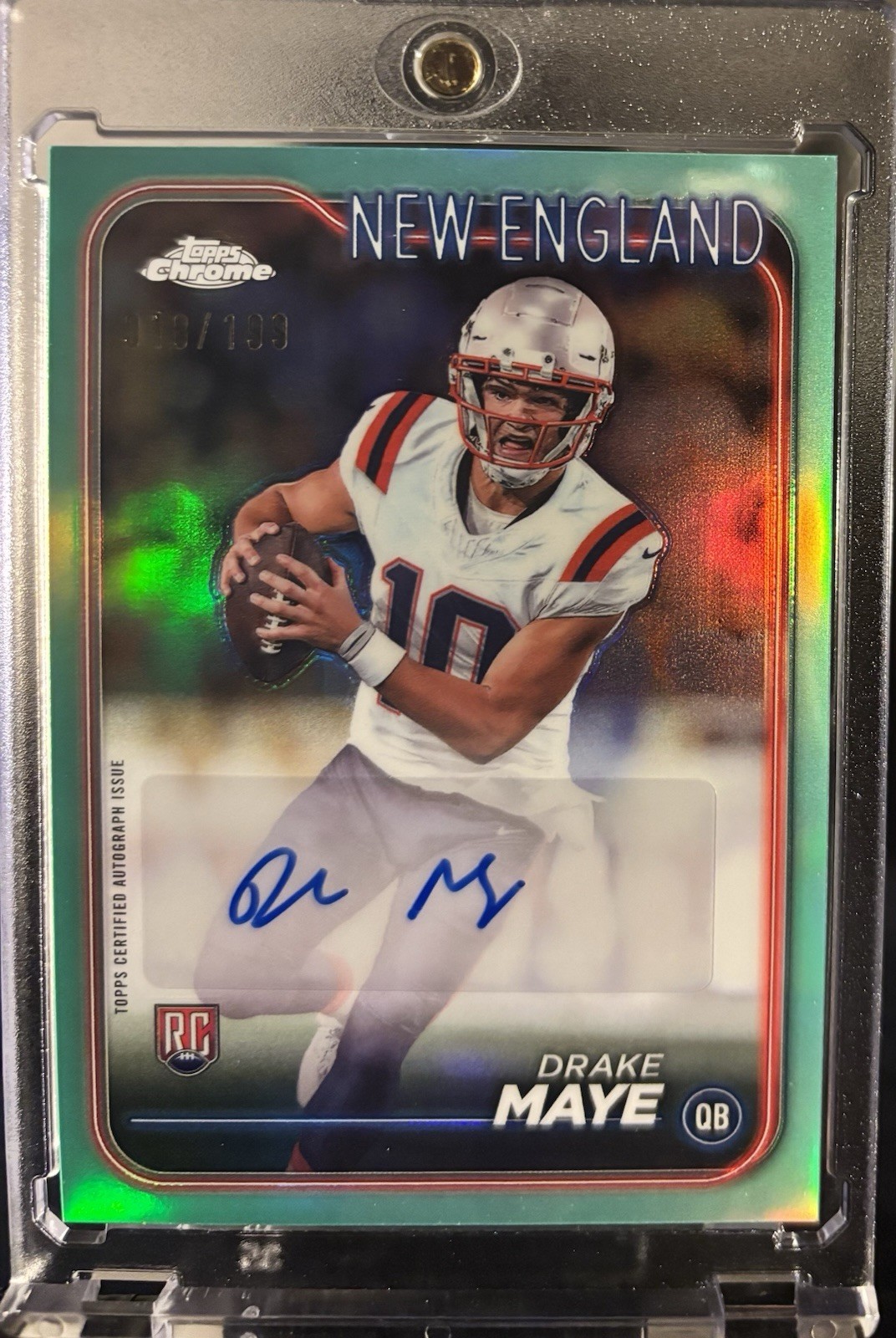 2024 Topps Chrome - Rookie Autographs Drake Maye #RA-DMA Aqua Refractor /199 !!!