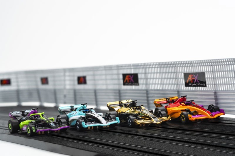 ★4台 HOスロットカー F1 TYCO AFX AFX Super International 4-Lane Mega G+ HO Slot Car Track Set w/Tri