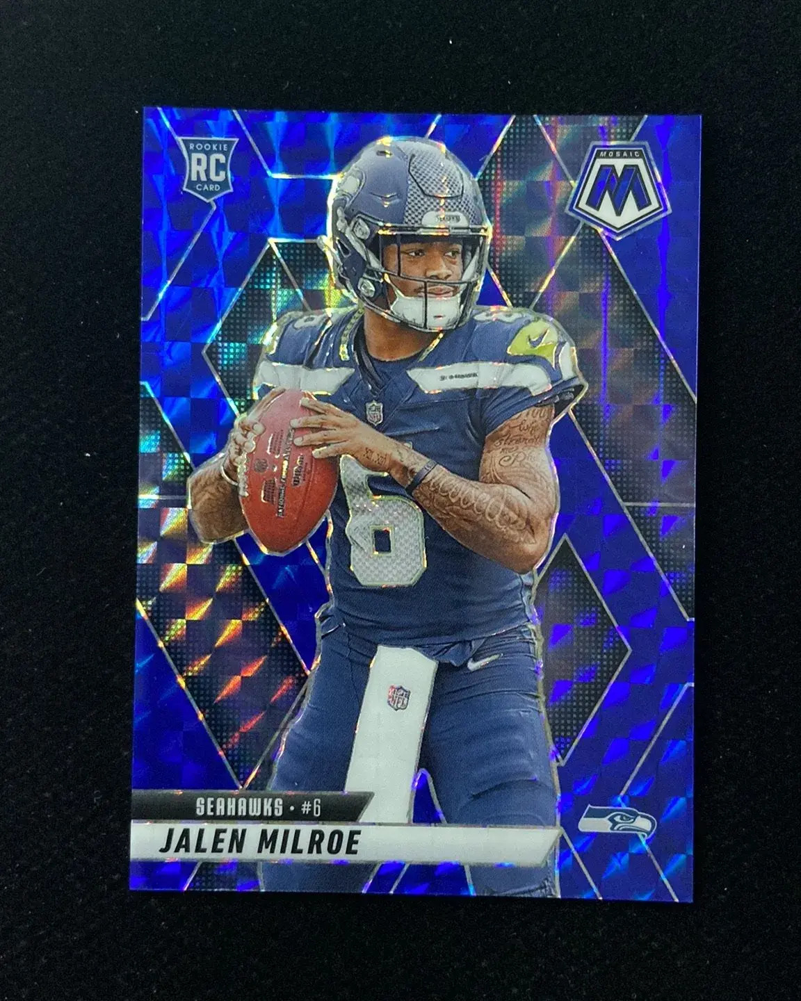 2025 Panini Mosaic Jalen Milroe #322 Bule 79/99 RC Rookie Seahawks HD