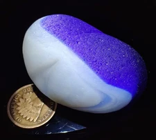 EPIC HUGE Cobalt Blue & Opalescent Layered Multi! Real Davenport Beach Sea Glass