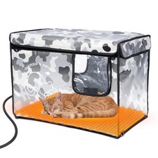 Heated Cat House Outdoor with Two Exits,Insulated and Waterproof, Outside Wea...