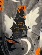 Halloween retro black Cat Pumpkin Bat Throw Blanket 60"x70" Cozy Soft Fall