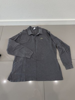 Vintage Lacoste Mens Polo Shirt Sz 8 Long Sleeve Gray Heritage Classic France