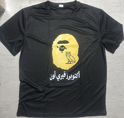 Bape T-Shirt Schwarz Gr. M Unisex Kurzarm Rundhals Logo-Print Druckgrafik