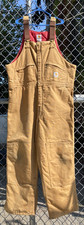 Carhartt Duck Canvas Quilted Lined Work Overalls Men's 46x30 Zip to Hip
