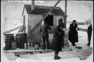Photo:Soup House for Ice Cutters 1910s Dietz Lanterns Winter Scene