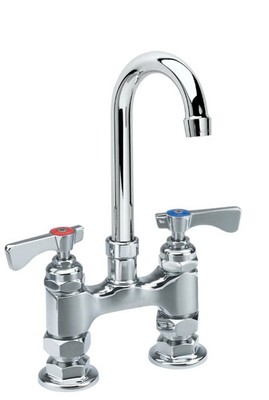 Krowne 15-425L Deck Mount 3-1/2'' Gooseneck Faucet w/ 4'' Center LOW LEAD
