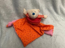Haba orange pink bear comforter blankie blanket soft huggy toy