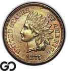 1875 Indian Head Cent Penny, Scarce This Nice, Choice BU++ Better Date