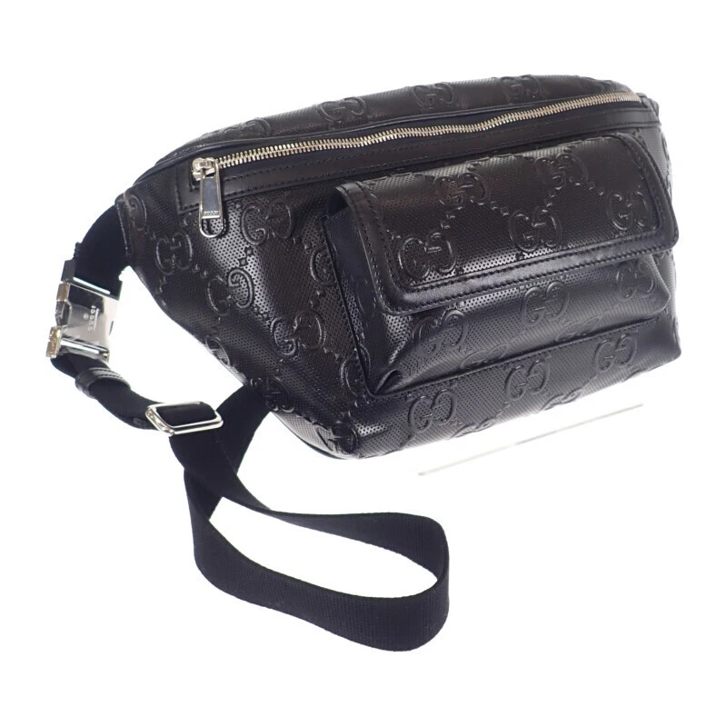 Gucci GG Embossed Belt Bag 645093 1W3CN 1000 Body Bag Leather Black A Rank