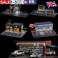 Diorama 1/64 Garage Park Model LED Lights Convenience Store Building Scene Model