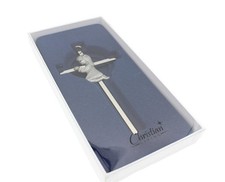 Silver Toned Girl Wall Cross Infant Blessing Baby Plaque Wall Decor Hanging