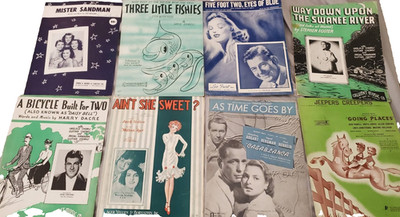 Vintage Sheet Music Lot (8, 1900s 1950s)   Casablanca 1942   Mister Sandman 1954