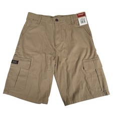 NWT Wrangler Boys Beige Relaxed Fit Flat Front Classic Cargo Shorts Size 14