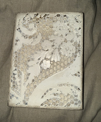 Sid Dickens T-243  Enigma  Ceramic Floral Wall Plaque, Beige/Cream/Black