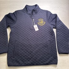 Marine Layer Corbet Quilted Pullover 1/4 zip Navy Medium Bronx NY B.S.C.L. NWT