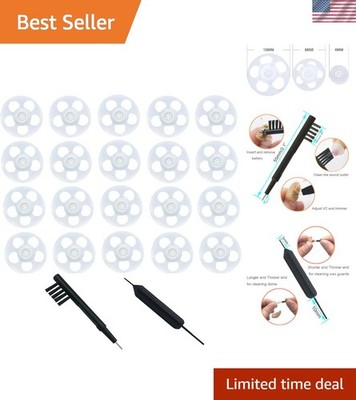 Click Dome Hearing Aid Accessories - 20 Silicone Domes & Cleaning Tools Included