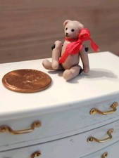 Dollhouse Miniature 1:12 Artisan Sculpted Jointed Teddy Bear Doll Vintage Brown