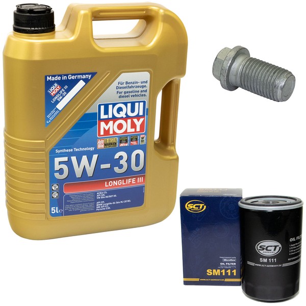 MotoröL Set 5W-30 5 Liter + ÖLfilter SM 111 + Schraube FüR VW Passat Variant 1.8-image