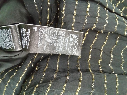 M&S Per Una Blouse Black Gold Tie Neck Sheer Lined Long Puff Sleeves NWOT F2 - Picture 4 of 5
