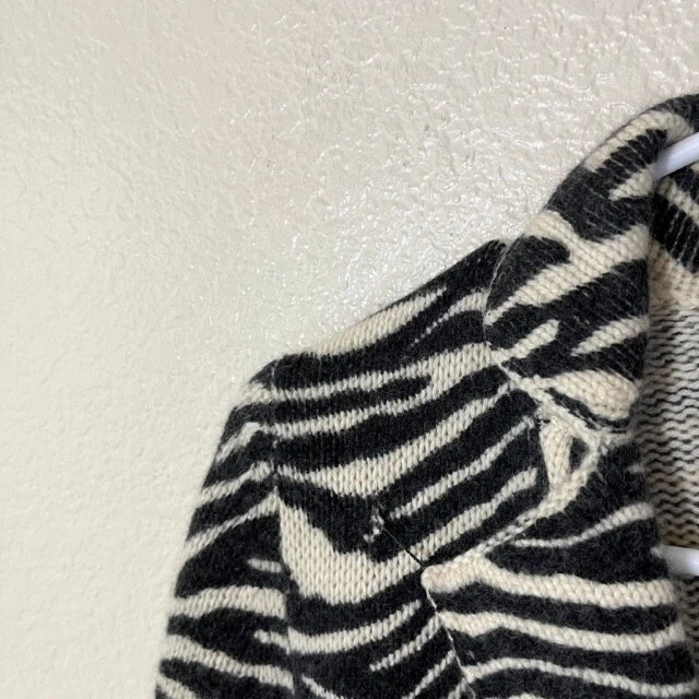 White and Warren Cashmere Jacket Womens Small Blazer Zebra Print One Button - Image 2 of 4