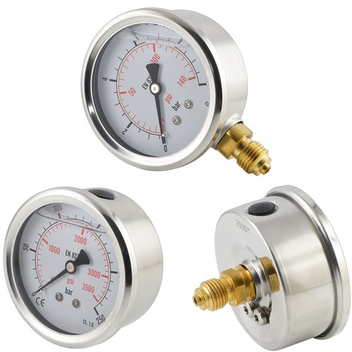 Glycerinmanometer Senkrecht Waagerecht Ø 63 mm Druckluft Vakuum Hochdruck - Picture 1 of 6