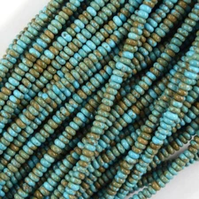 Brown Matrix Blue Turquoise Rondelle Button Beads 15.5" Strand 4mm 6mm 8mm
