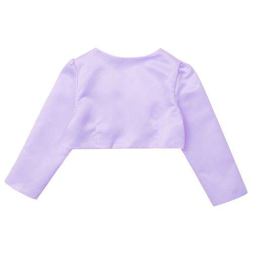 Girl's Long Sleeve Bolero Shrug Jacket Open Cardigan Flower Girl Dress Cover Up - Picture 48 of 53