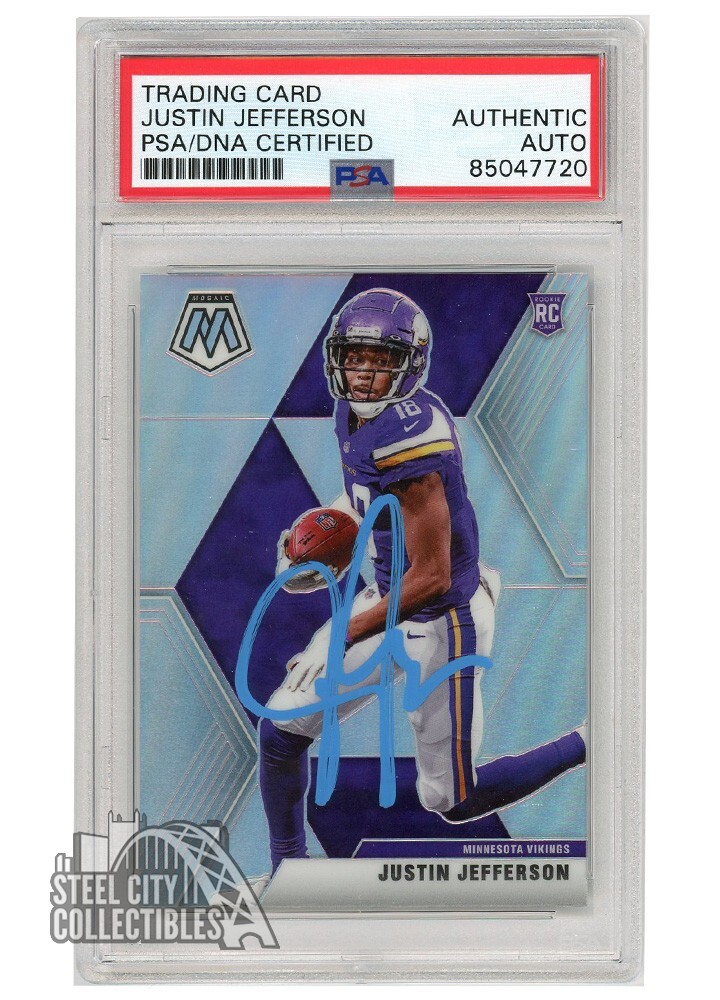Justin Jefferson Autographed Signed 2020 Mosaic Silver Rookie #209 PSA/DNA (Light Blue) 
